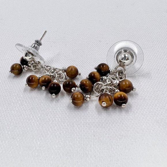 NWOT - Silver Tone Cats Eye Cluster Post Earrings - Picture 5 of 5